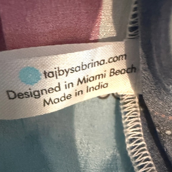 NWT TAJ by Sabrina Crippa‎ Mini Dress Women's Blue Print Size L - Picture 5 of 13